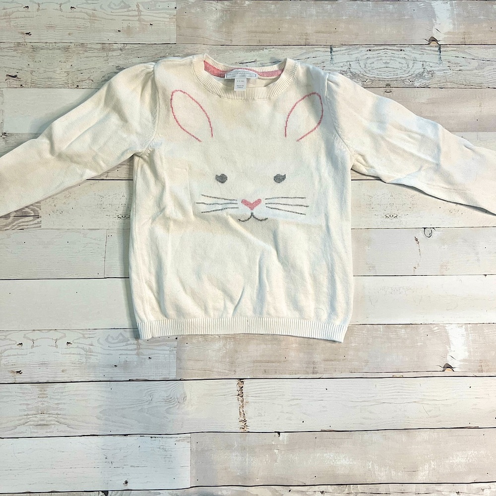 Girls  Little White Company Cotton Bunny sweater
